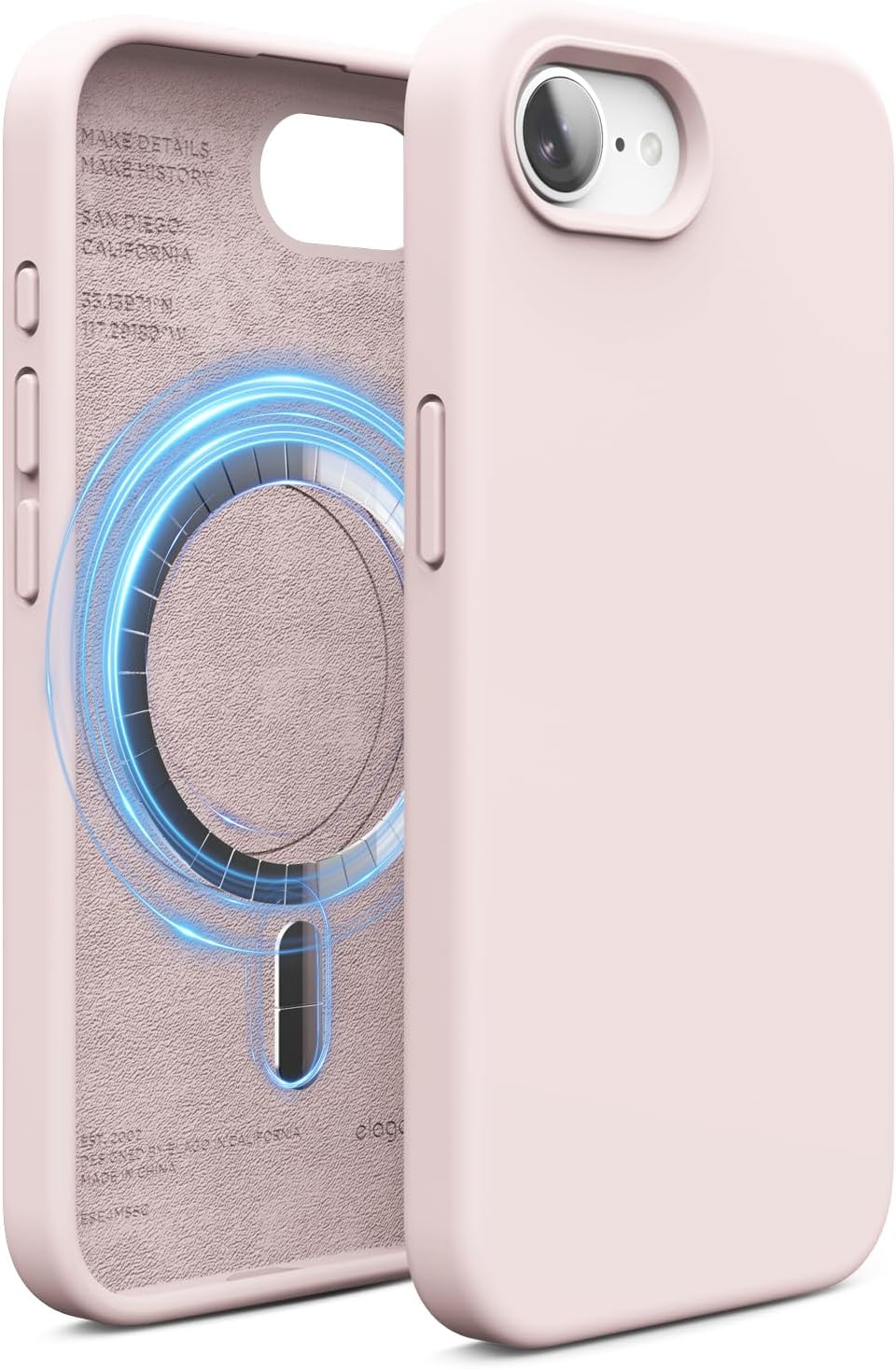 Magnetic Silicone case for iPhone 16e, 17e (6.1 inch) - Lovely Pink