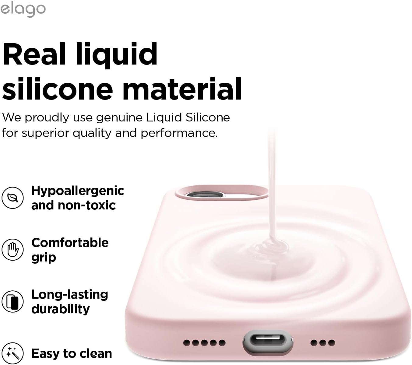 Magnetic Silicone case for iPhone 16e, 17e (6.1 inch) - Lovely Pink