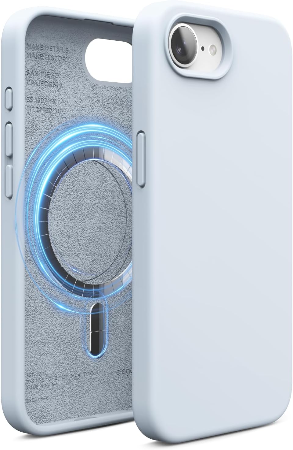 Magnetic Silicone case for iPhone 16e, 17e (6.1 inch) - Light Blue