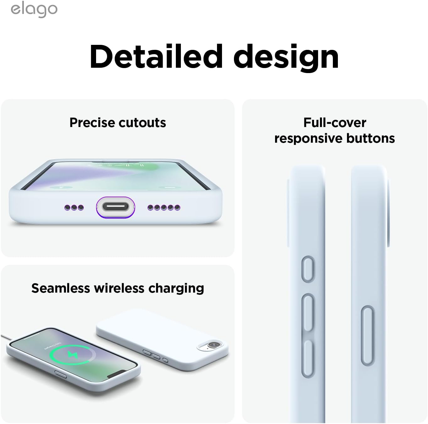 Magnetic Silicone case for iPhone 16e, 17e (6.1 inch) - Light Blue