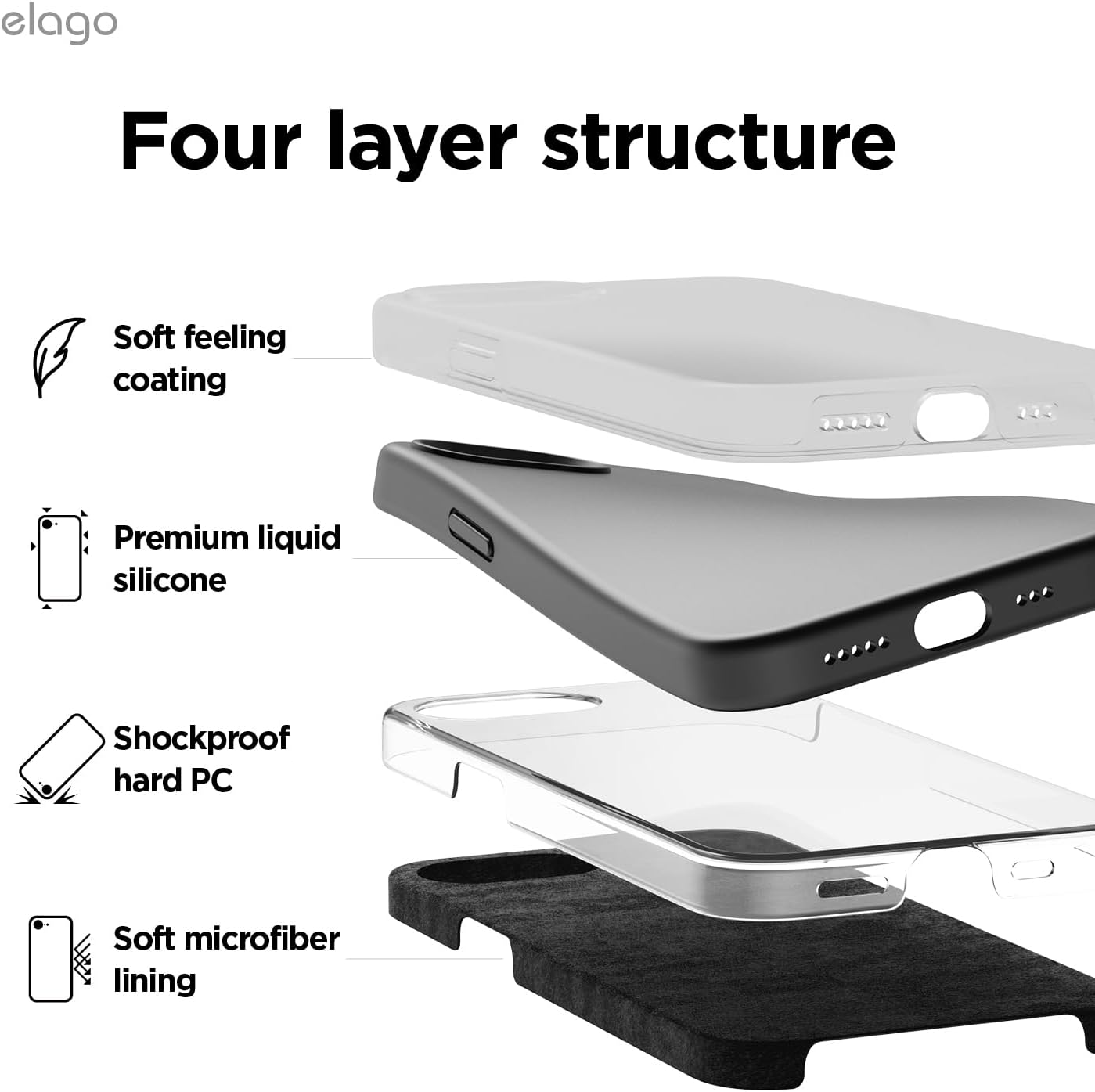 Liquid Silicone case for iPhone 16e, 17e (6.1 inch) - Black