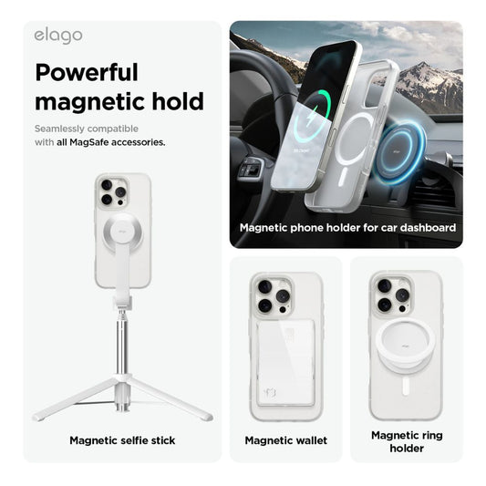 Elago Magnetic Hybrid Case for iPhone 16 Pro Max, Soft Feeling Clear with MagSafe