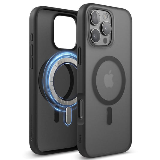 Elago Magnetic Hybrid Case for iPhone 16 Pro Max, Soft Feeling Dark Gray & Black with MagSafe