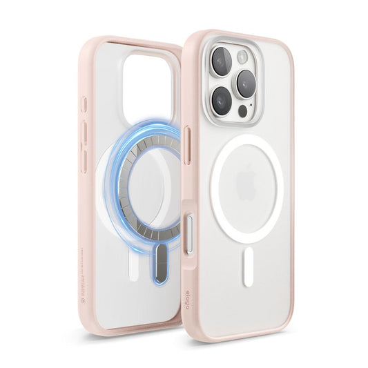 Elago Magnetic Hybrid Case for iPhone 16 Pro, Soft Feeling Clear & Lovely Pink with MagSafe