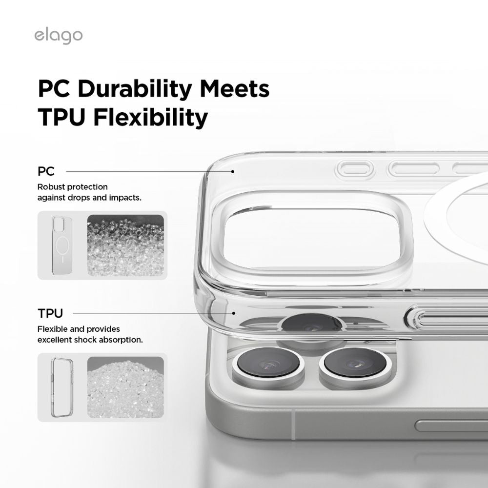 Elago Magnetic Hybrid Case for iPhone 16 Pro Max, Clear with MagSafe