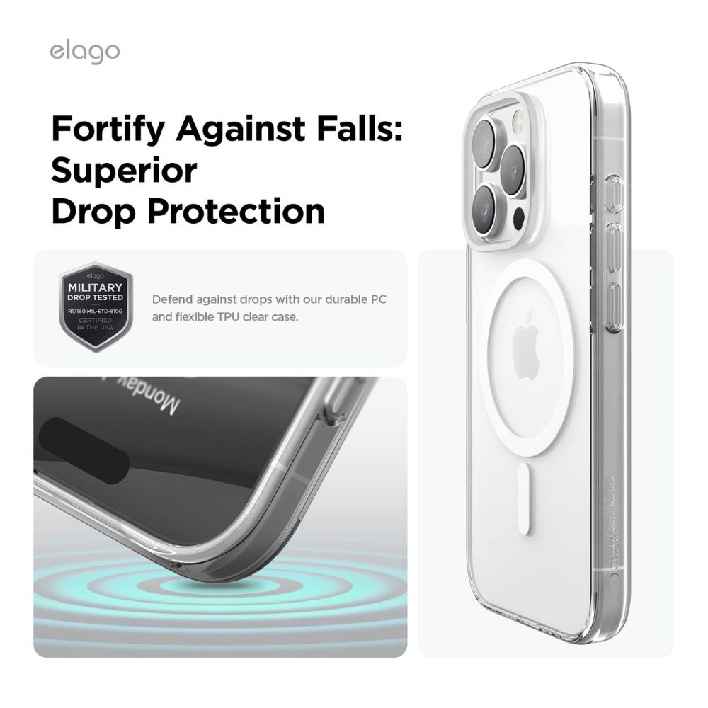 Elago Magnetic Hybrid Case for iPhone 16 Pro Max, Clear with MagSafe