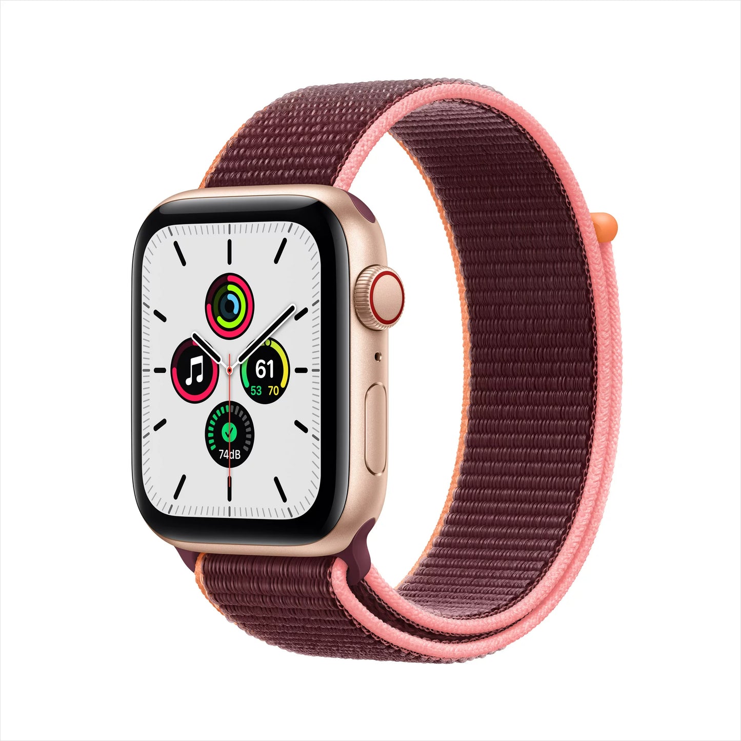 Apple Watch SE Cellular 44mm Gold Aluminium Case with Plum Sport Loop Aleph