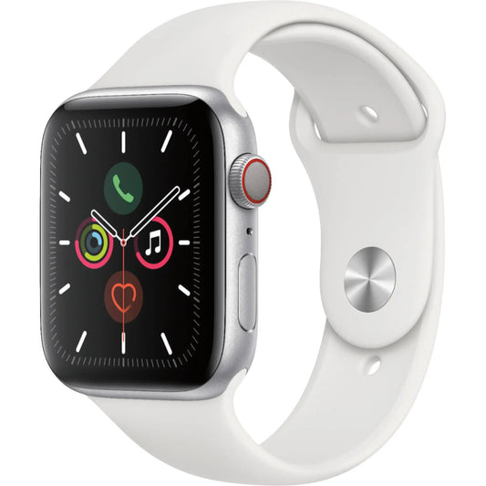 Apple Watch Series 5 44mm Silver Aluminium Case with White Sport Band