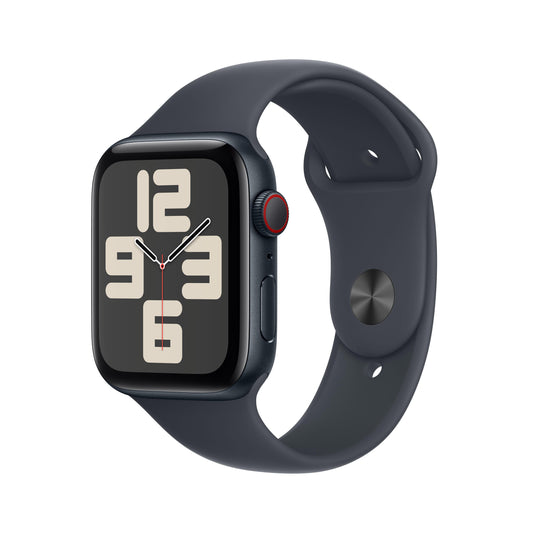 ساعة Apple Watch SE GPS + Cellular مقاس 40 مم، وإطار من الألومنيوم سماء الليل، حزام رياضي سماء الليل - متوسط/كبير