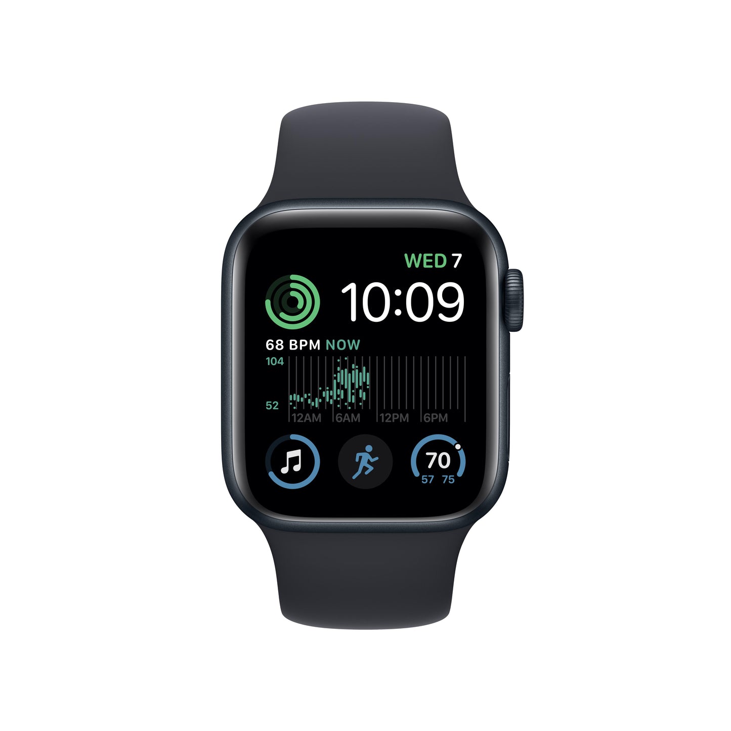 ساعة Apple Watch SE GPS 40 مم، إطار من الألمنيوم اللون ميدنايت مع Loop رياضي ميدنايت - عادي
