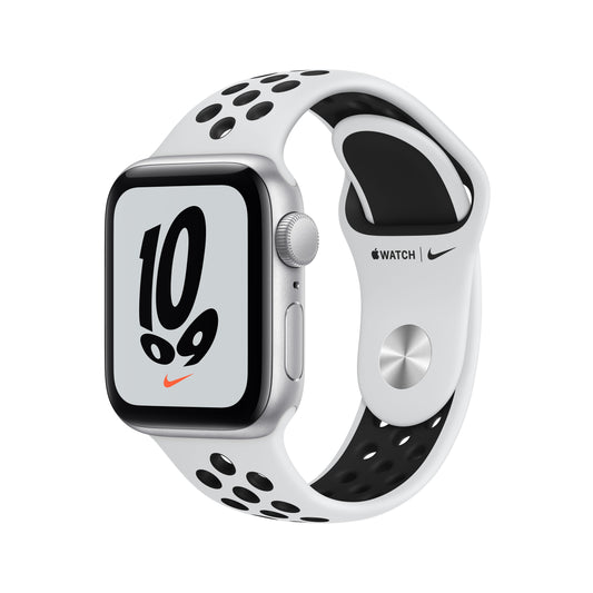 Apple Watch Nike SE GPS, 40mm Silver Aluminum Case with Pure Platinum/Black Nike Sport Band - Regular