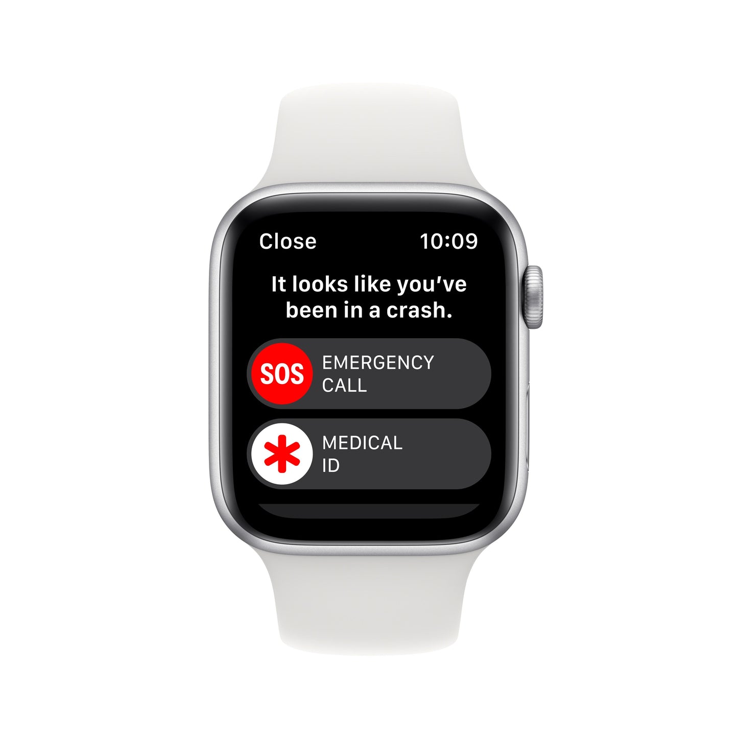 ساعة Apple Watch SE GPS 44 مم باللون الفضي وإطار من الألمنيوم مع Loop رياضي أبيض - عادي