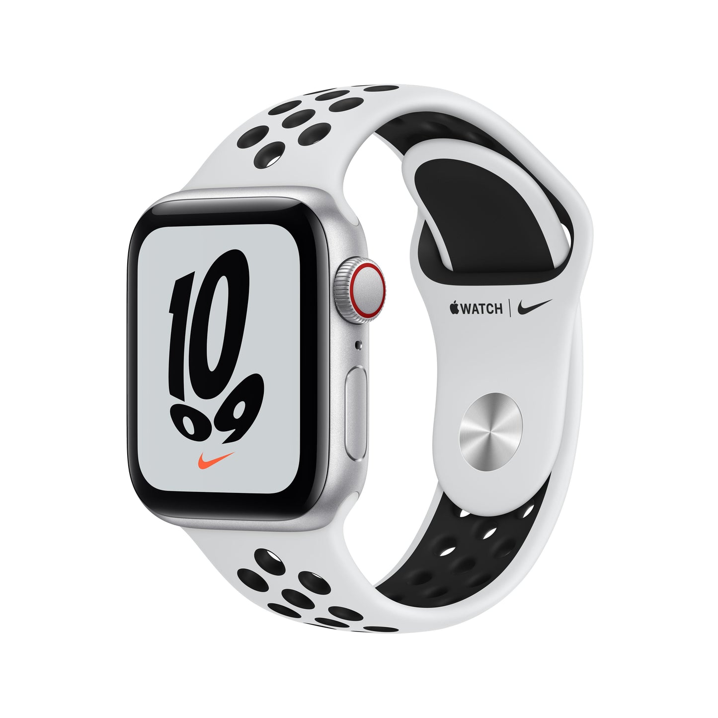 Apple Watch Nike SE GPS + Cellular, 40mm Silver Aluminum Case with Pure Platinum/Black Nike Sport Band - Regular