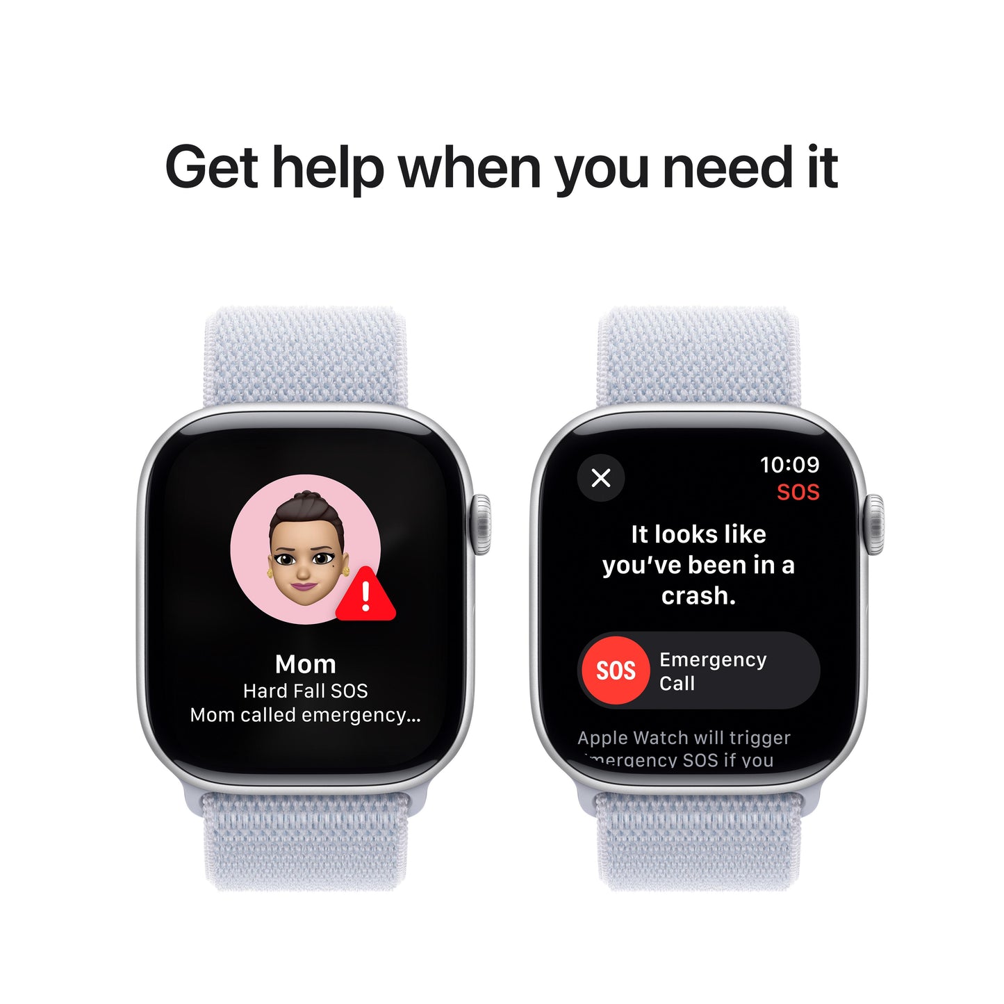 ساعة Apple Watch Series 10 GPS مقاس 42 مم، وإطار من الألومنيوم فضي، حزام Loop رياضي أزرق شتوي