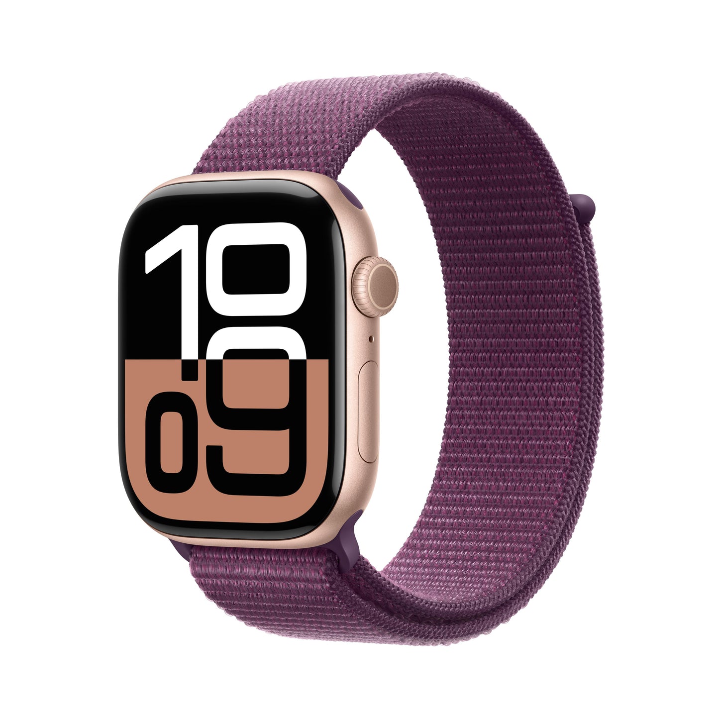 ساعة Apple Watch Series 10 GPS + Cellular مقاس 42 مم، وإطار من الألومنيوم ذهبي وردي، حزام Loop رياضي خوخي