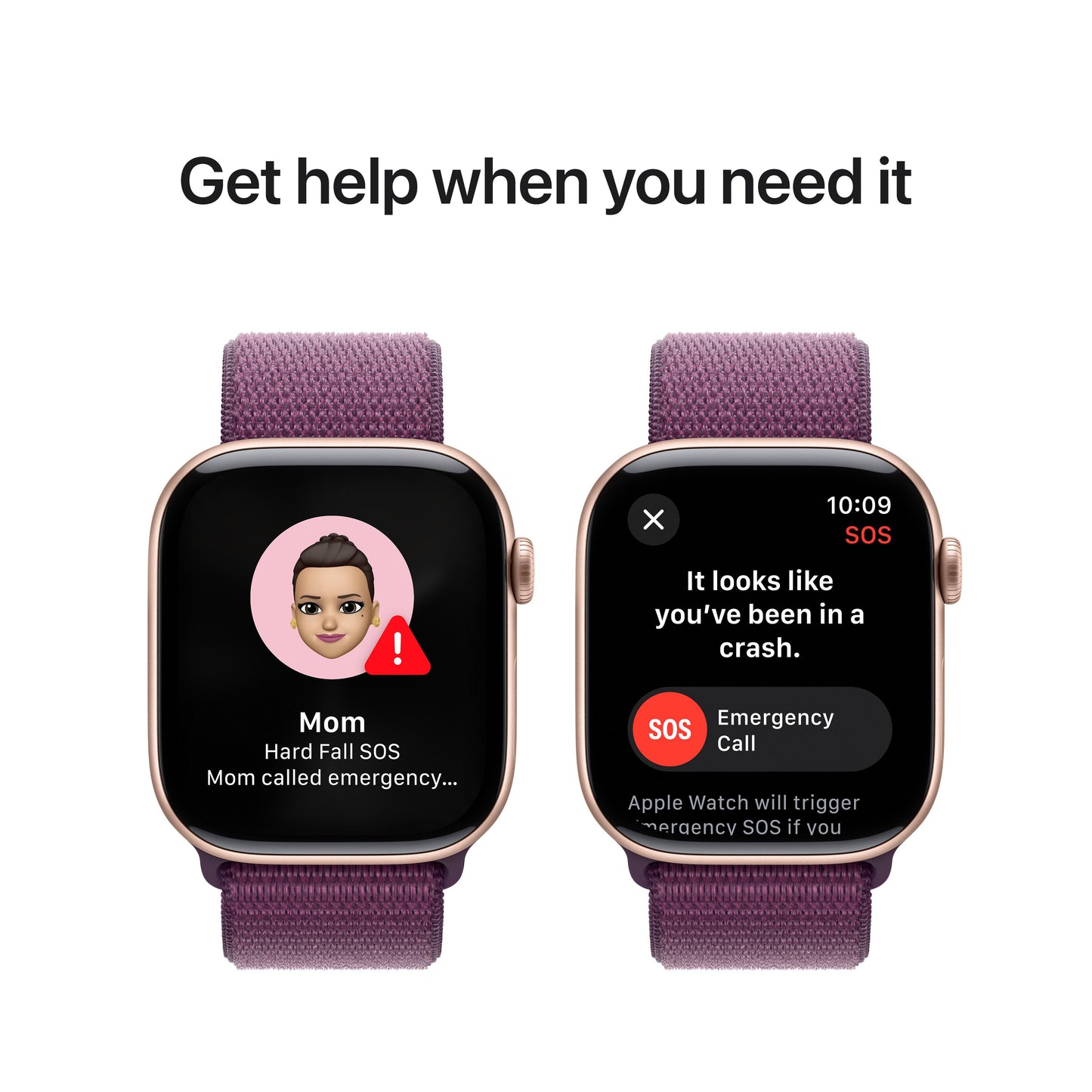 ساعة Apple Watch Series 10 GPS + Cellular مقاس 42 مم، وإطار من الألومنيوم ذهبي وردي، حزام Loop رياضي خوخي