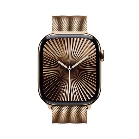 Apple Watch Series 10 GPS + Cellular 46mm Gold Titanium Case with Gold Milanese Loop - M/L
