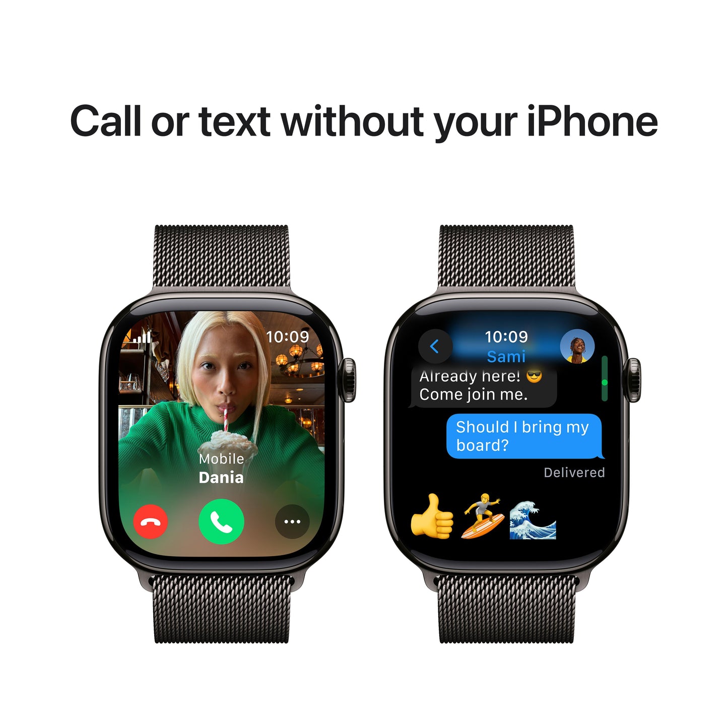 Apple Watch Series 10 GPS + Cellular 46mm Slate Titanium Case with Slate Milanese Loop - M/L