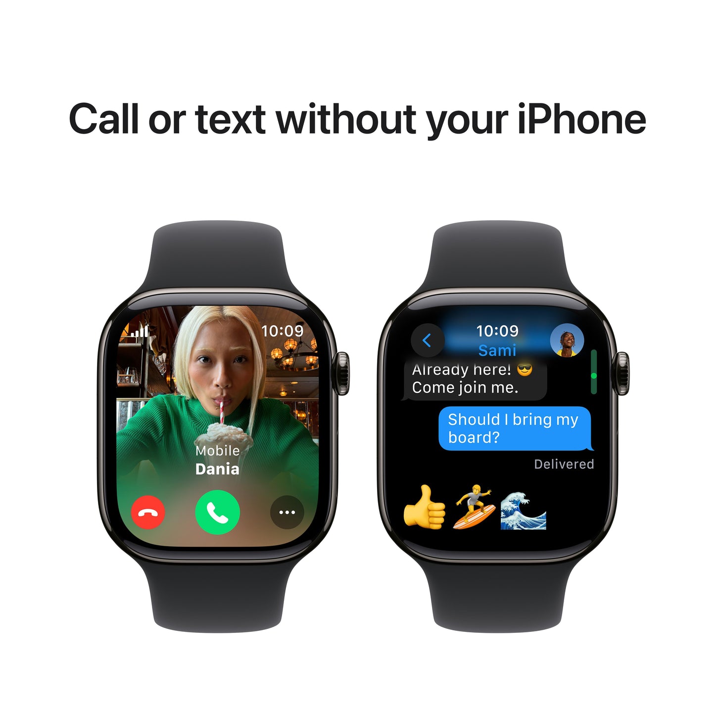 ساعة Apple Watch Series 10 GPS + Cellular مقاس 46 مم، وإطار من التيتانيوم سليت، حزام رياضي أسود - متوسط/كبير