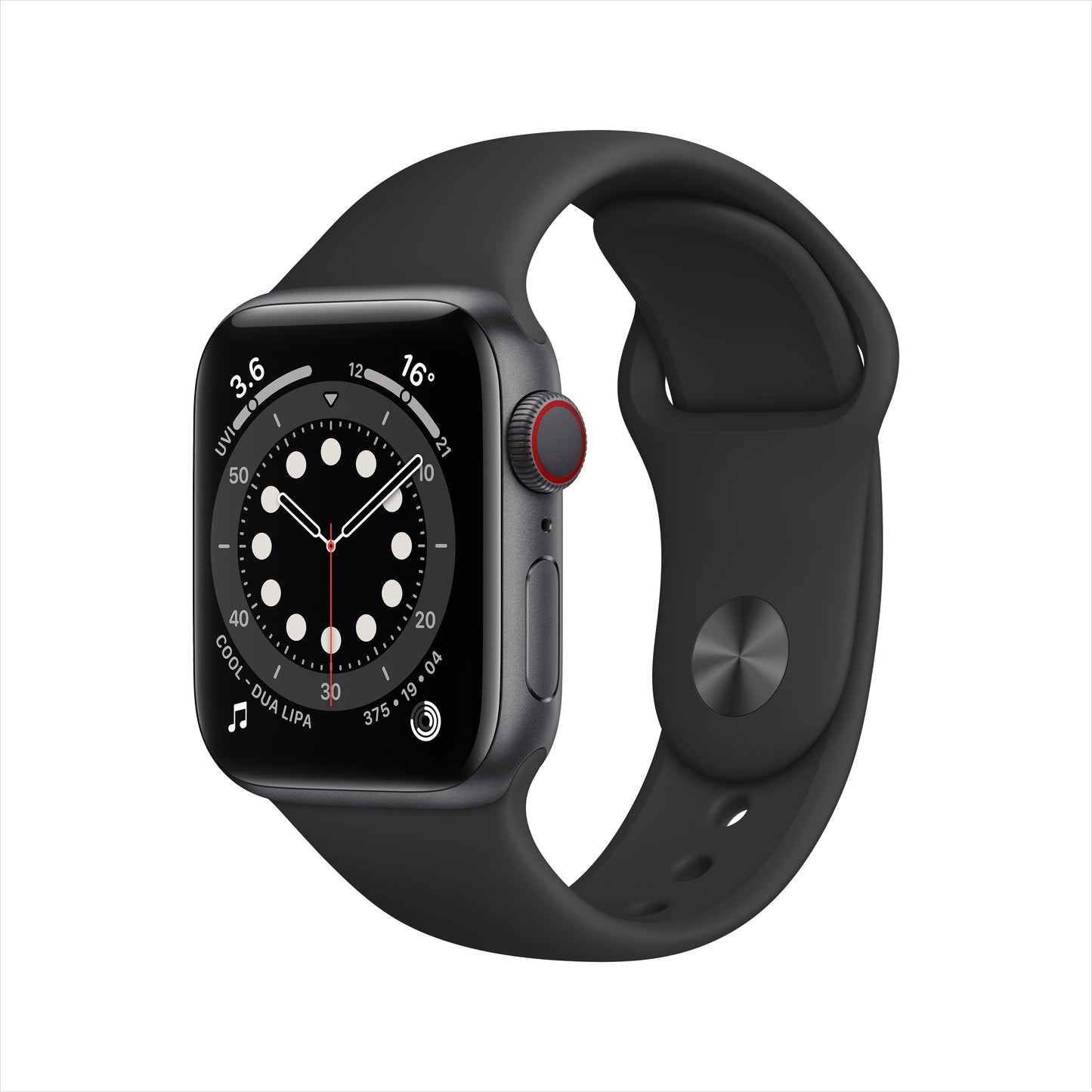 Apple Watch Series 6 Cellular 40mm Space Grey Aluminium Case with Black Sport Band