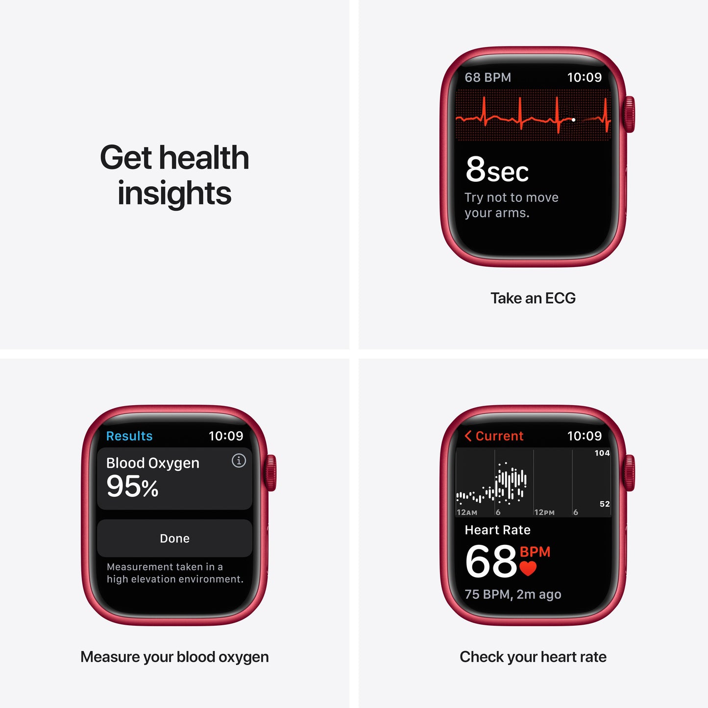 ساعة Apple Watch Series 7 GPS، 45 مم أحمر، إطار من الألمنيوم باللون الأحمر مع Loop رياضي باللون الأحمر