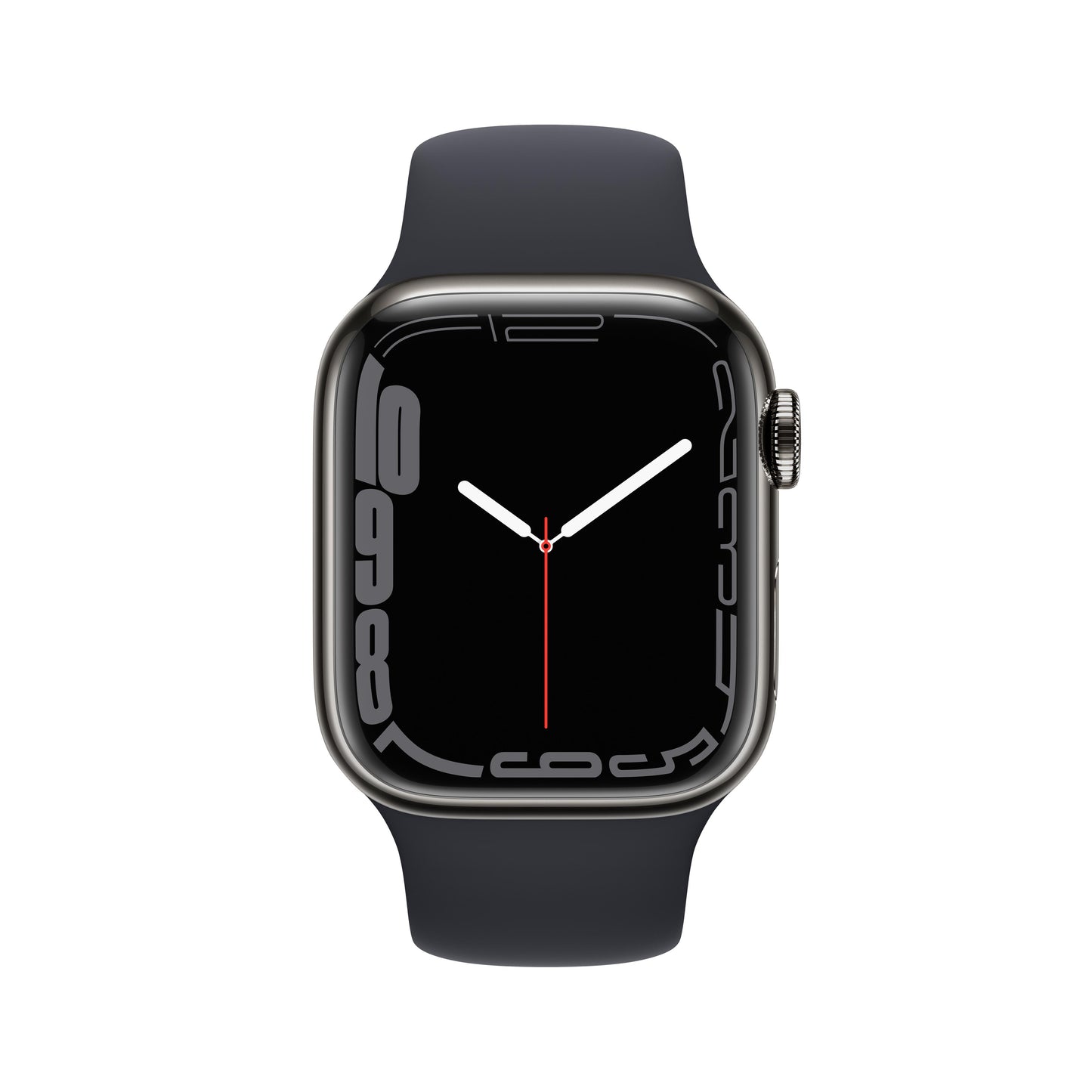 Apple Watch Series 7 GPS + Cellular, 41mm Graphite Stainless Steel Case with Midnight Sport Band - Regular