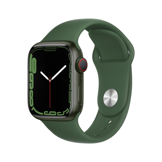 Apple Watch Series 7 GPS + Cellular, 41mm Green Aluminium Case with Clover Sport Band - Regular