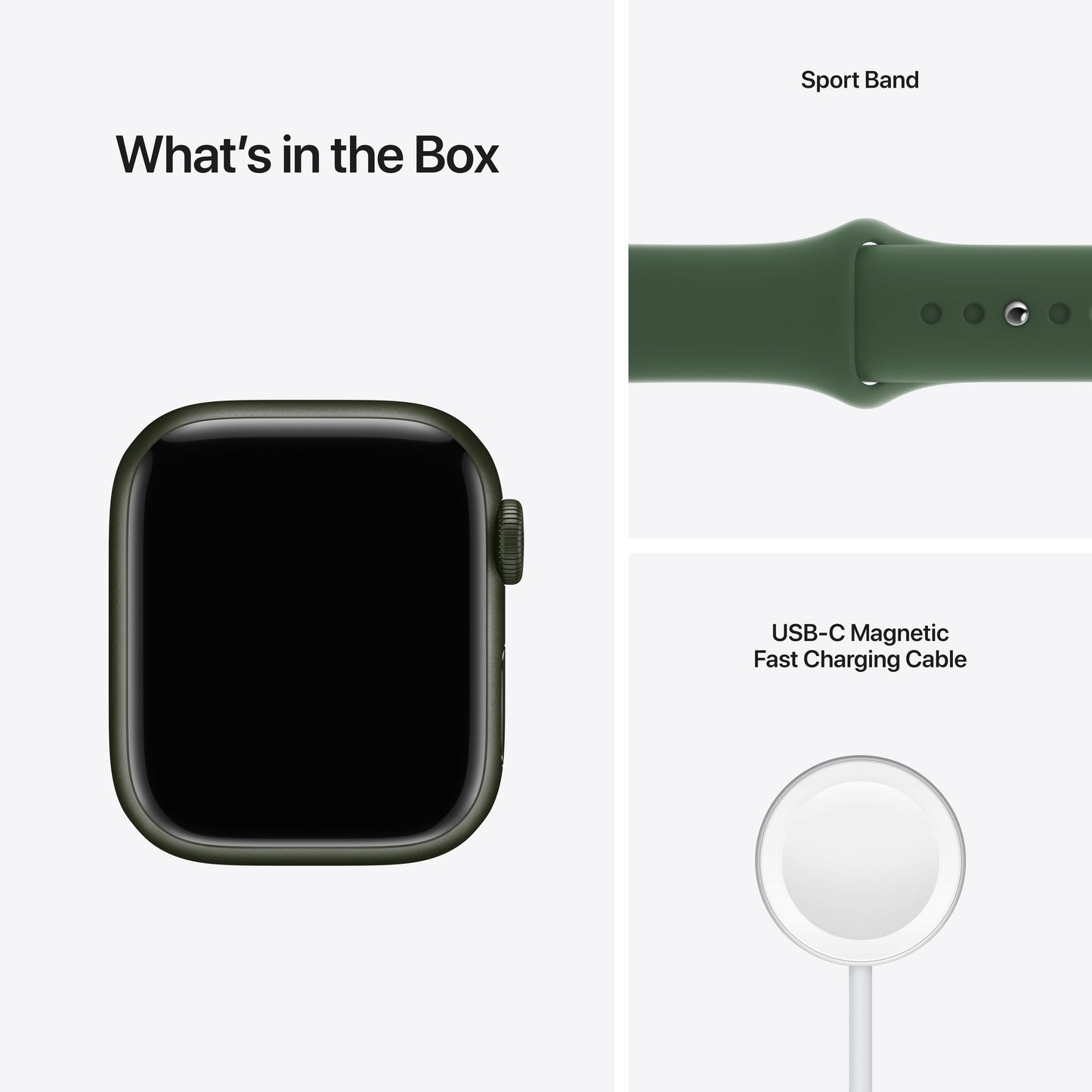 ساعة Apple Watch Series 7 GPS + شريحة، 41 مم، إطار ألومنيوم أخضر مع Loop رياضي أخضر
