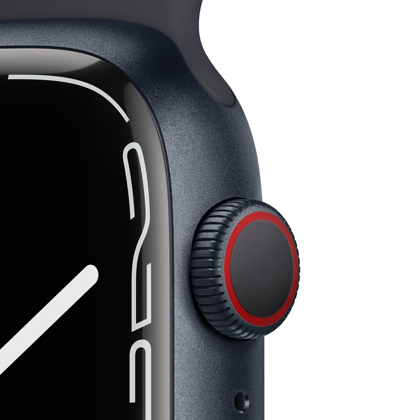 ساعة Apple Watch Series 7 GPS، 45 مم، إطار من الألمنيوم ميدنايت مع Loop رياضي ميدنايت