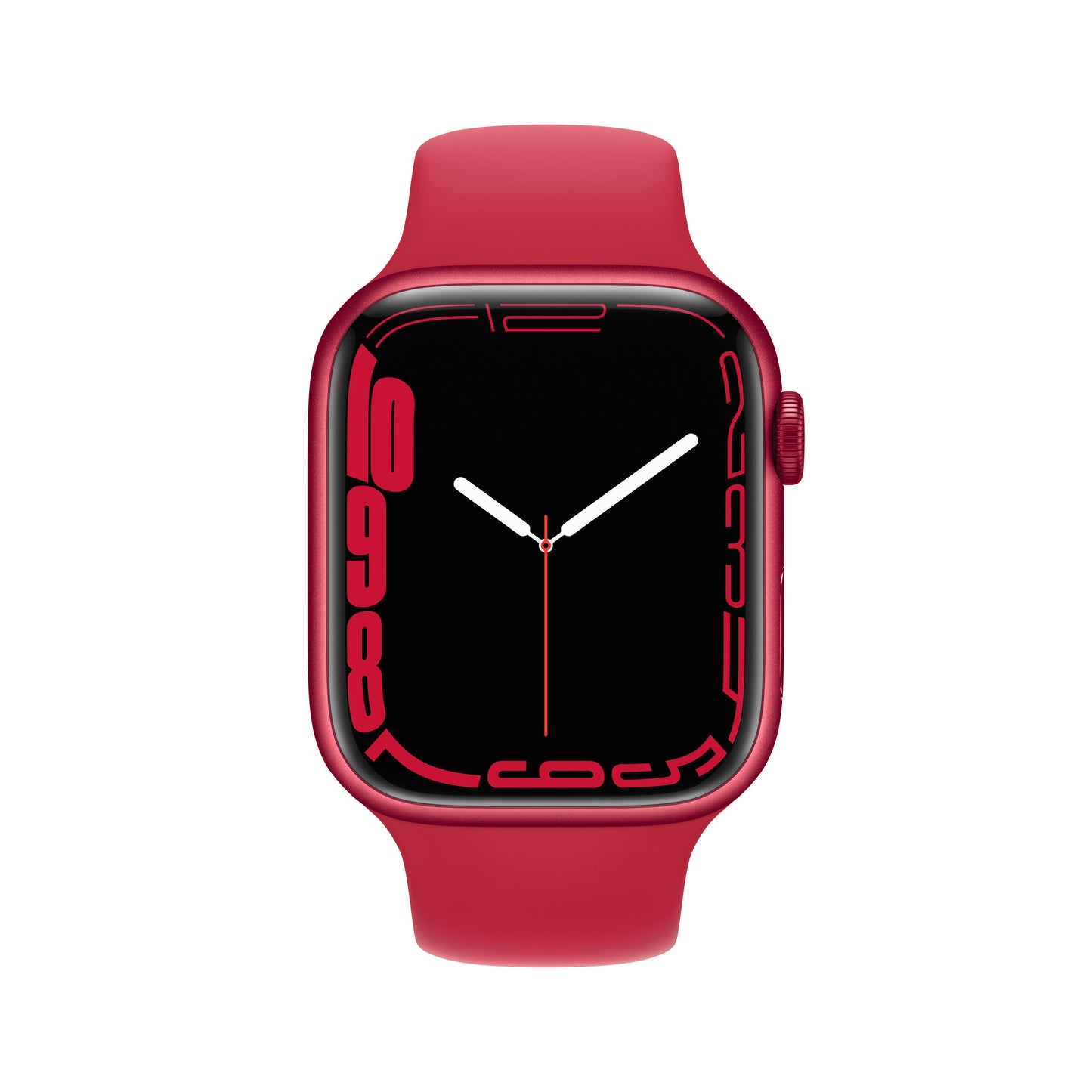 ساعة Apple Watch Series 7 GPS + شريحة، 45 مم (المنتج) الألومنيوم الأحمر مع Loop رياضي أحمر (المنتج)