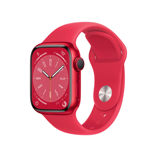 ساعة Apple Watch Series 8 GPS بحجم 41 مم، الإطار من الألمنيوم الأحمر أحمر مع Loop رياضي أحمر أحمر - عادي