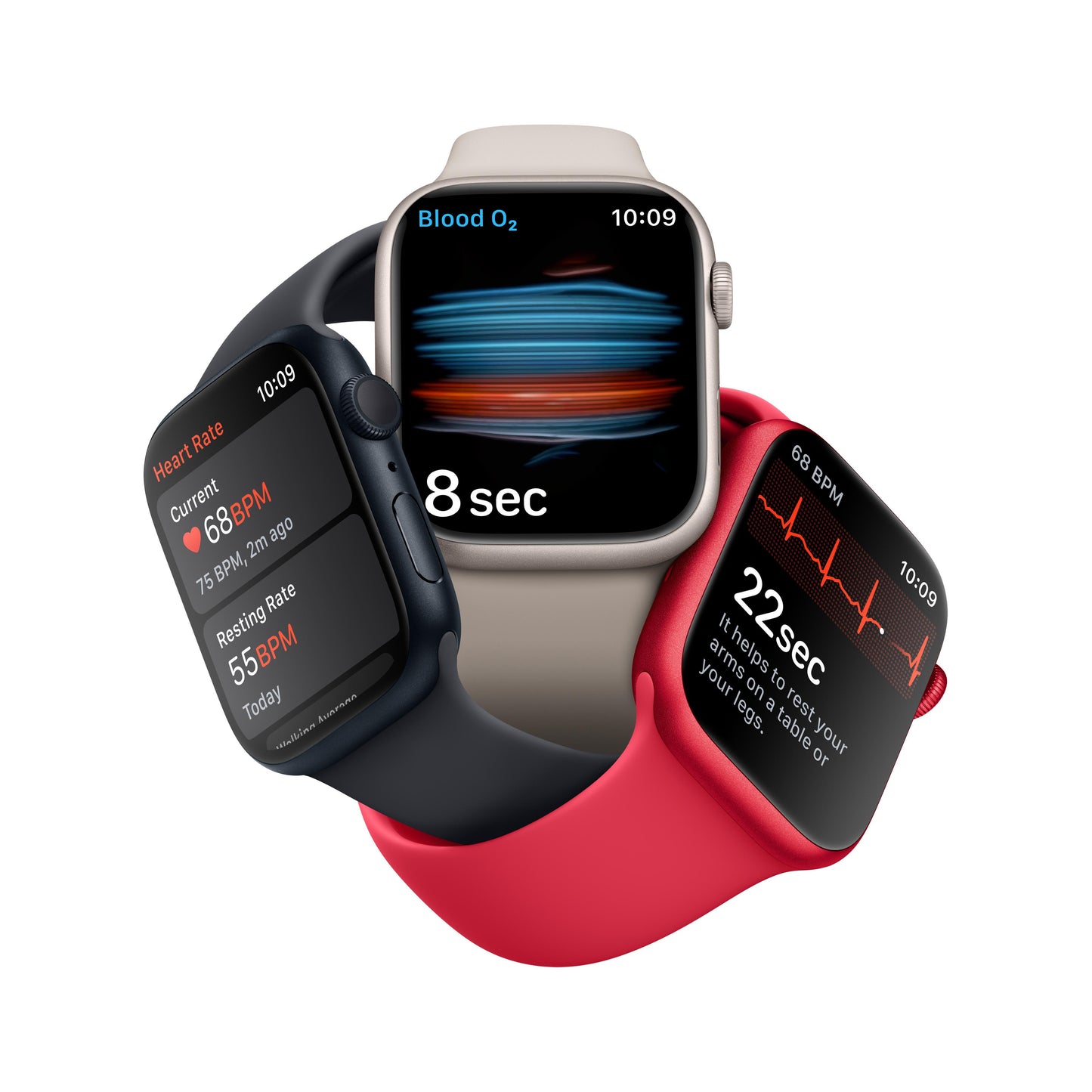 ساعة Apple Watch Series 8 GPS بقياس 45 مم وإطار من الألمنيوم اللون الأسود الليلي مع Loop رياضي ميدنايت - عادي