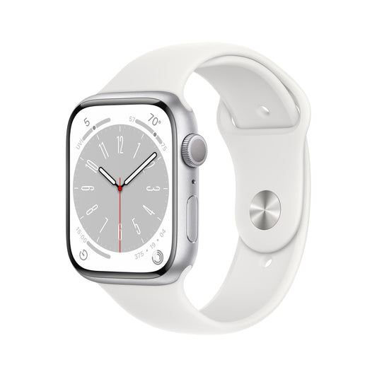 Apple Watch Series 8 GPS 45mm Silver Aluminum Case with White Sport Band - Regular