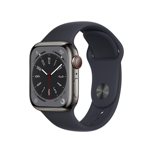 Apple Watch Series 8 GPS + Cellular 41mm Graphite Stainless Steel Case with Midnight Sport Band - Regular