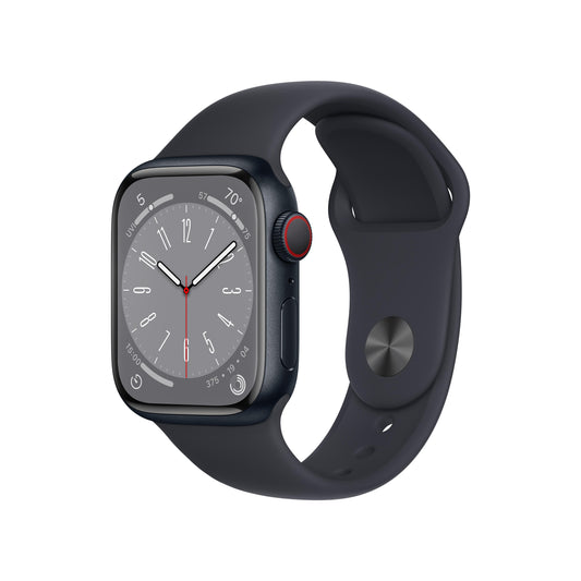 Apple Watch Series 8 بغطاء ألمونيوم وسوار رياضي من Apple، مقاس 41 ملم ، جي بي اس ، و مكالمات - أسود
