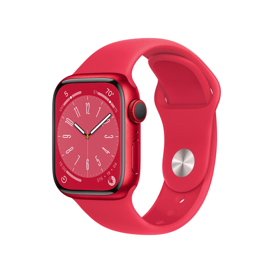 Apple Watch Series 8 بغطاء ألمونيوم وسوار رياضي من Apple، مقاس 41 ملم ، جي بي اس ، و مكالمات - أحمر