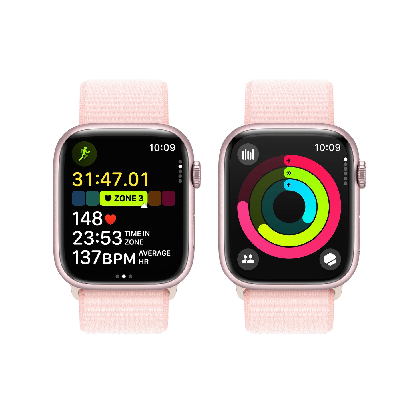 Apple Watch Series 9 GPS 41mm Pink Aluminium Case with Light Pink Sport Loop