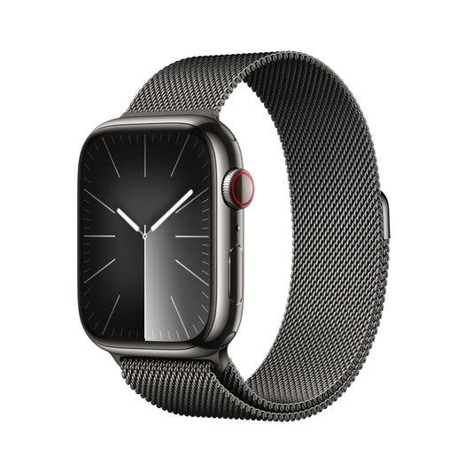ساعة Apple Watch Series 9 GPS + Cellular  مقاس 41 مم، إطار ستاينليس ستيل جرافايت، Loop ستاينليس ستيل جرافايت