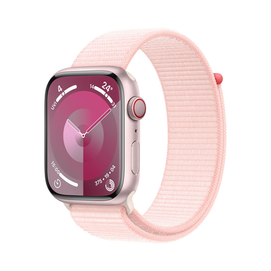 Apple Watch Series 9 GPS + Cellular 41mm Pink Aluminium Case with Light Pink Sport Loop