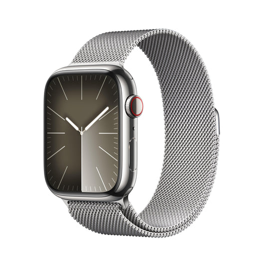 Apple Watch Series 9 GPS + Cellular 41mm Silver Stainless Steel Case with Silver Milanese Loop