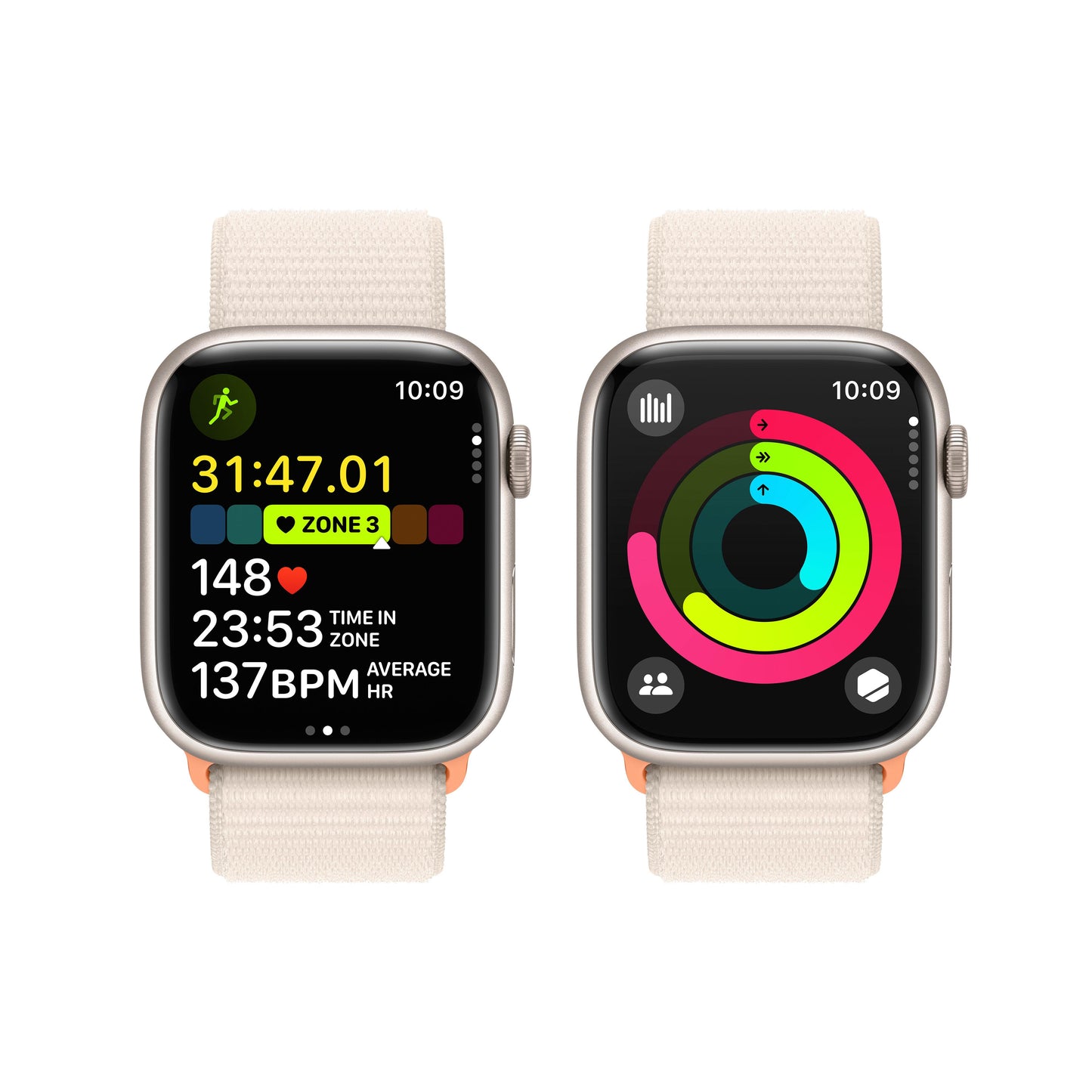 Apple Watch Series 9 GPS + Cellular 41mm Starlight Aluminium Case with Starlight Sport Loop