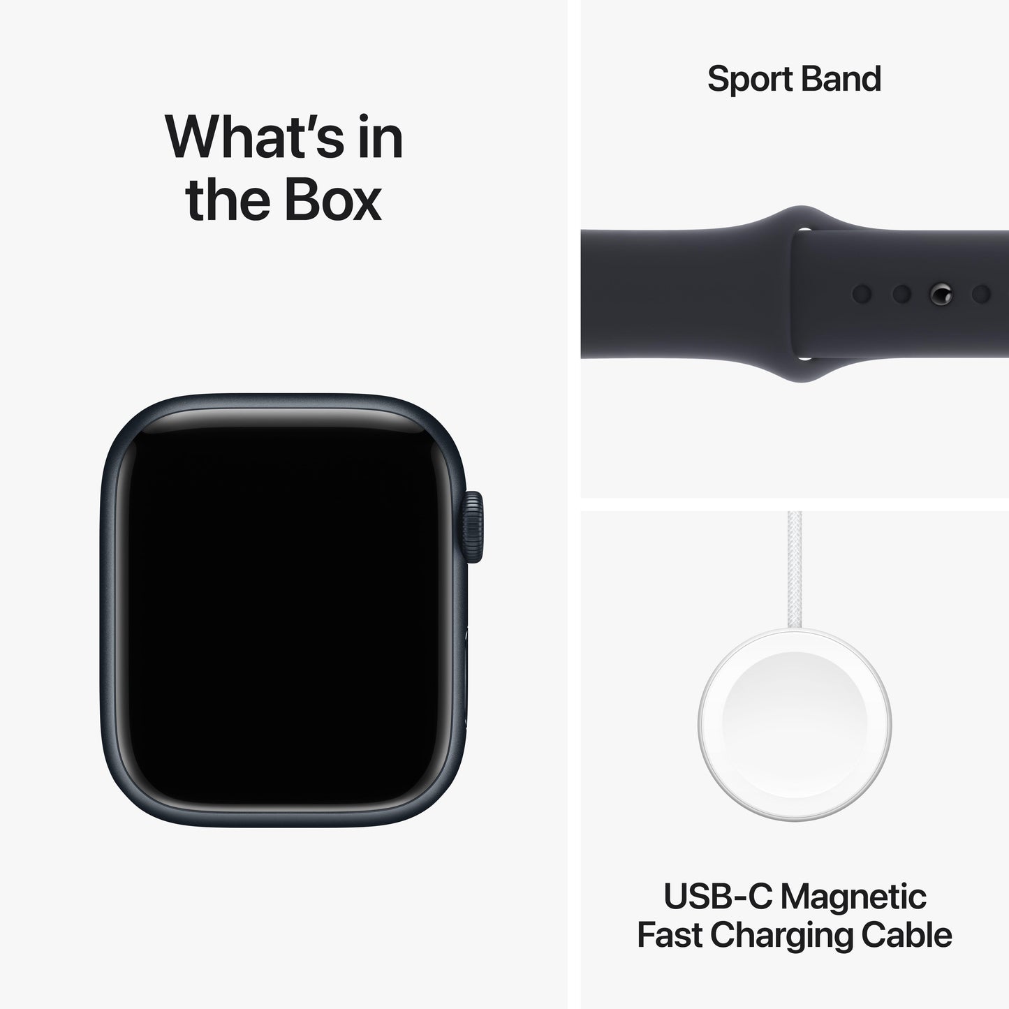 ساعة Apple Watch Series 9 GPS +Cellular مقاس 45 مم، إطار ألمنيوم ميدنايت، حزام رياضي ميدنايت - S/M