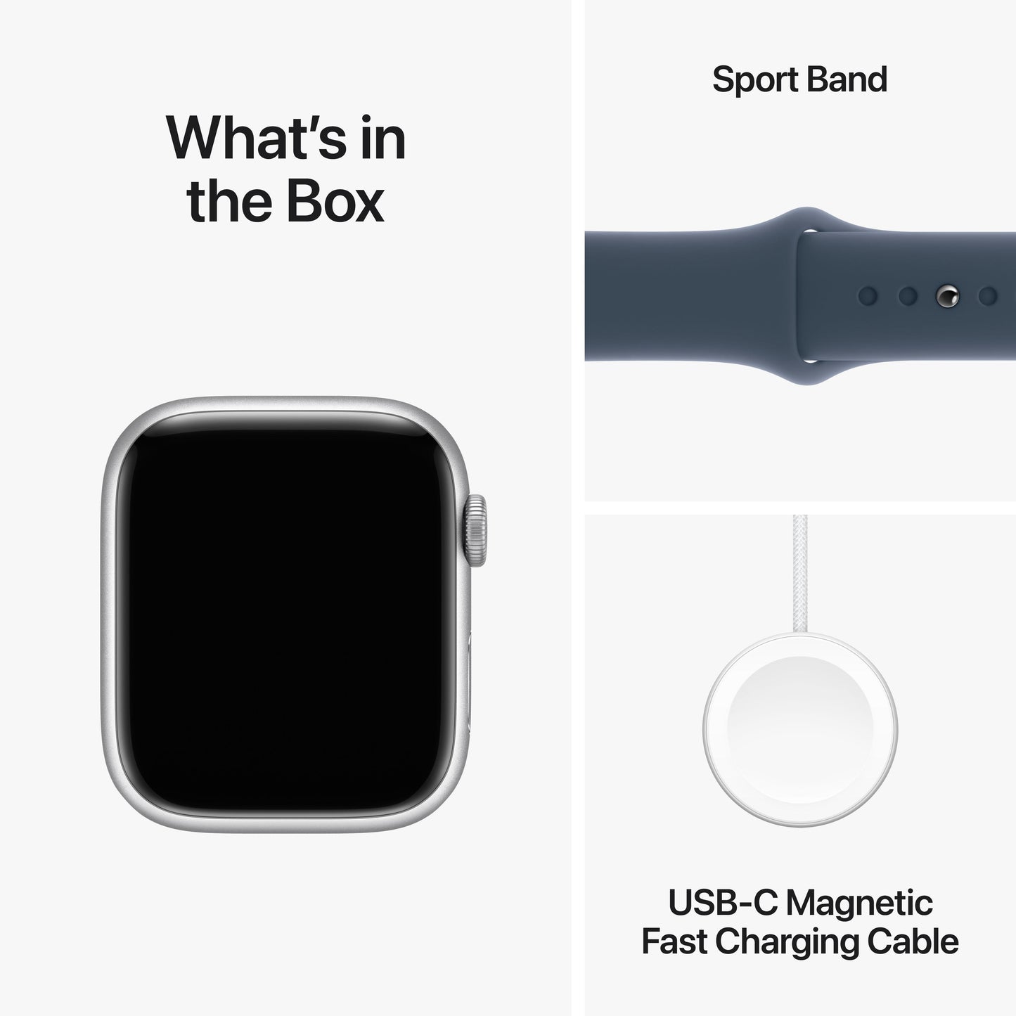 Apple Watch Series 9 GPS + Cellular 45mm Silver Aluminium Case with Storm Blue Sport Band - S/M