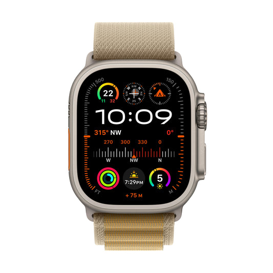 ساعة Apple Watch Ultra 2 GPS + Cellular مقاس 49 مم، وإطار من التيتانيوم، حزام Loop ألباين زيتي - متوسط