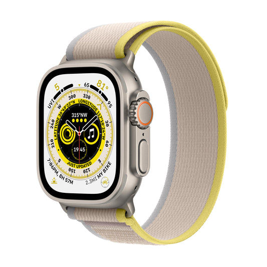 ساعة Apple Watch Ultra الخلوية + جي بي اس - 49 ملم - غطاء تيتانيوم مع سوار تريل أصفر/بيج- M/L