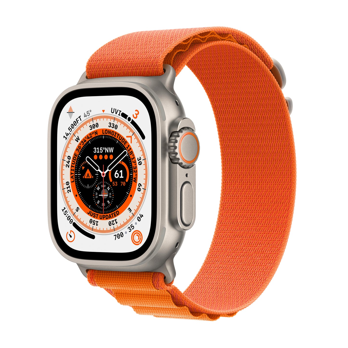 ساعة Apple Watch Ultra GPS + شريحة، 49 مم، إطار من التيتانيوم مع Loop الباين البرتقالية - Me