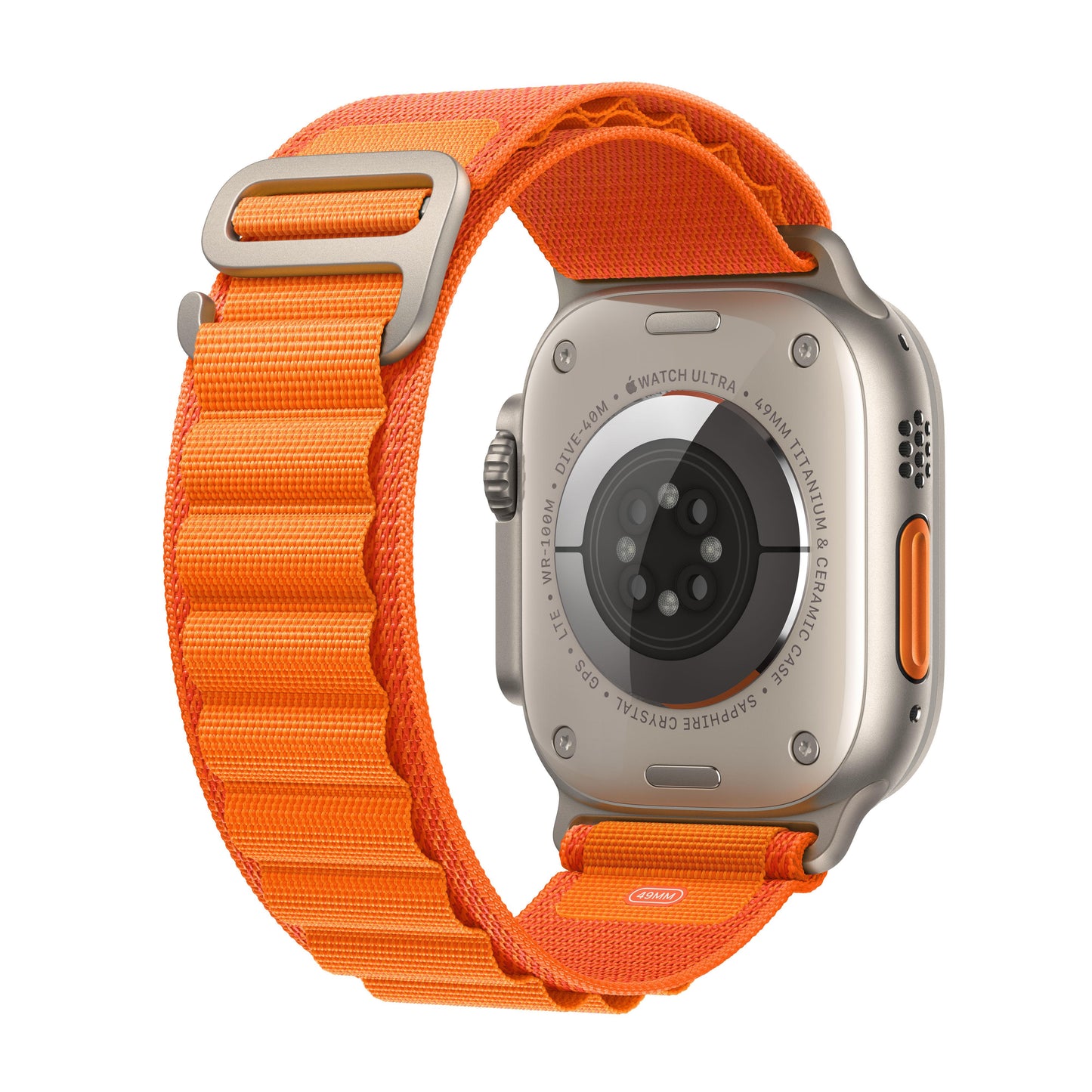 ساعة Apple Watch Ultra GPS + شريحة، 49 مم، إطار من التيتانيوم مع Loop الباين البرتقالية - Me