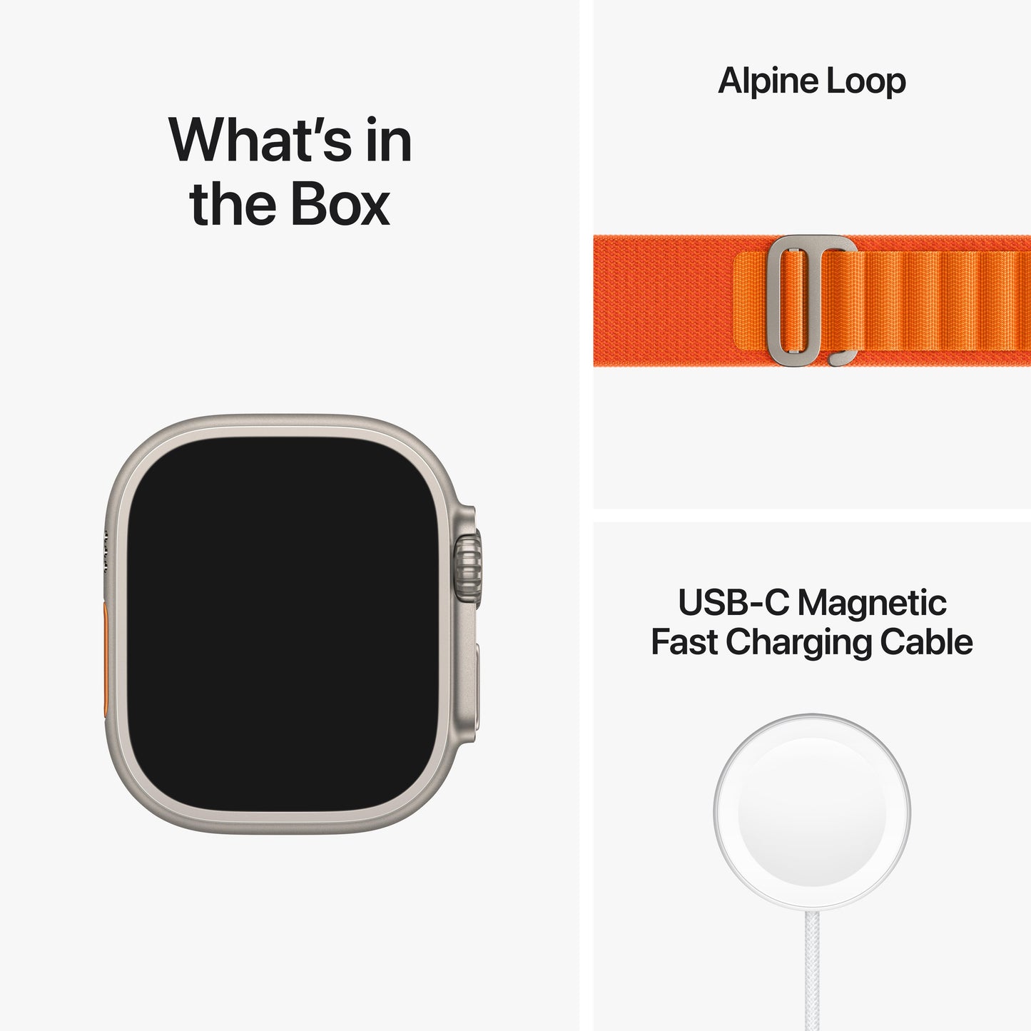 ساعة Apple Watch Ultra GPS + شريحة، قاعدة تيتانيوم بحجم 49 ملم مع Loop الباين البرتقالية - L