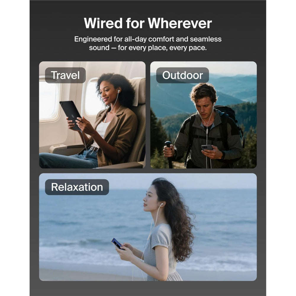 سماعات أذن بلكين USB-C مع إلغاء نشط للضوضاء - أبيض
