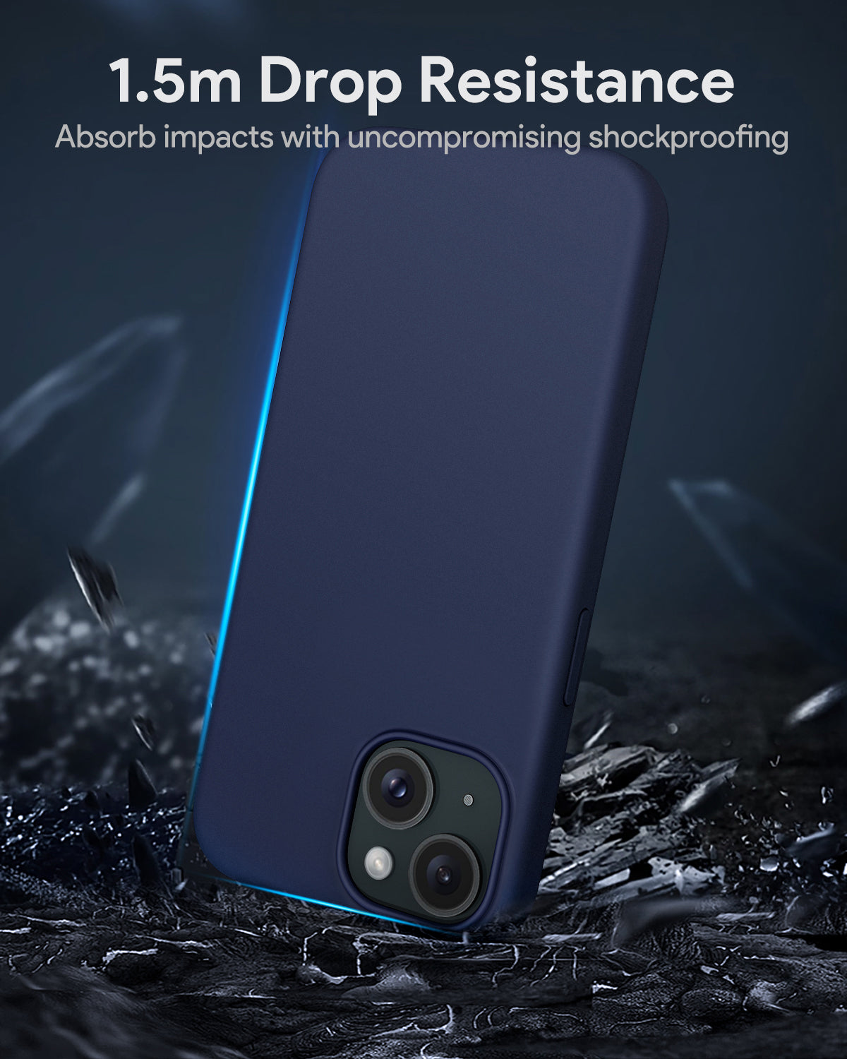 AUKEY Magnetic Hrd-Shell Phone Case  Midnight iPhone 15 Blue